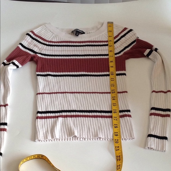 Express Color Block Stripe Brown/Cream/Black Sweat - Picture 13 of 13